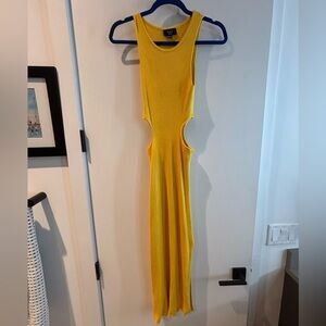 Vici Yellow Halter Bodycon Midi Dress for Night Out